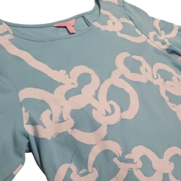 Lilly Pulitzer Jonah Ponte Blue Ball Chain Stretch Knit Dress Nautical Medium - Picture 8 of 10